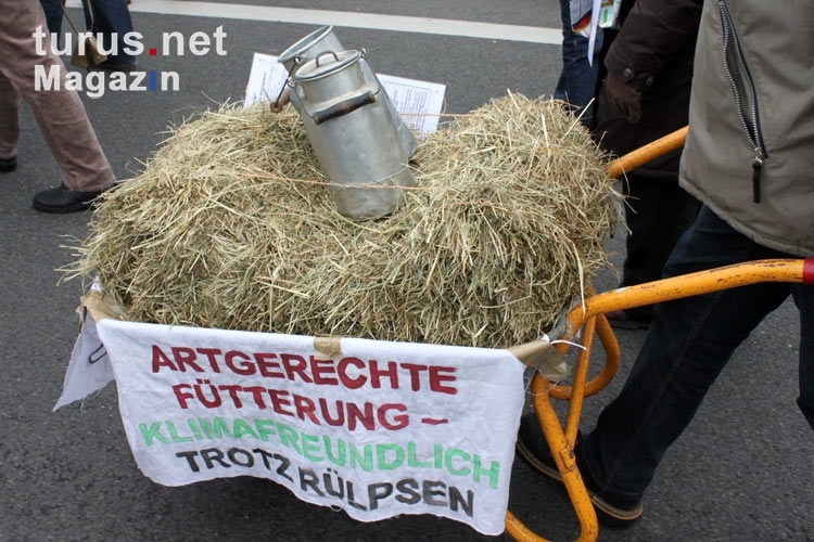 Mit Schubkarren auf der Demo in Berlin: Wir haben es satt! Bauernhöfe statt Agrarindustrie.