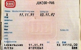 Junior-Pass der Deutschen Bundesbahn, 1991