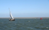 Segelboot vor der niederländischen Nordseeküste