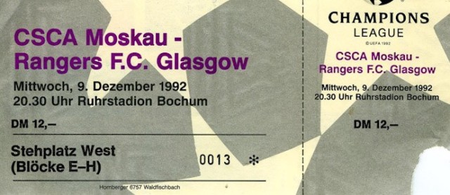 1992: ZSKA Moskau und Rangers in Bochum - Tischtelefon und Schottenmob